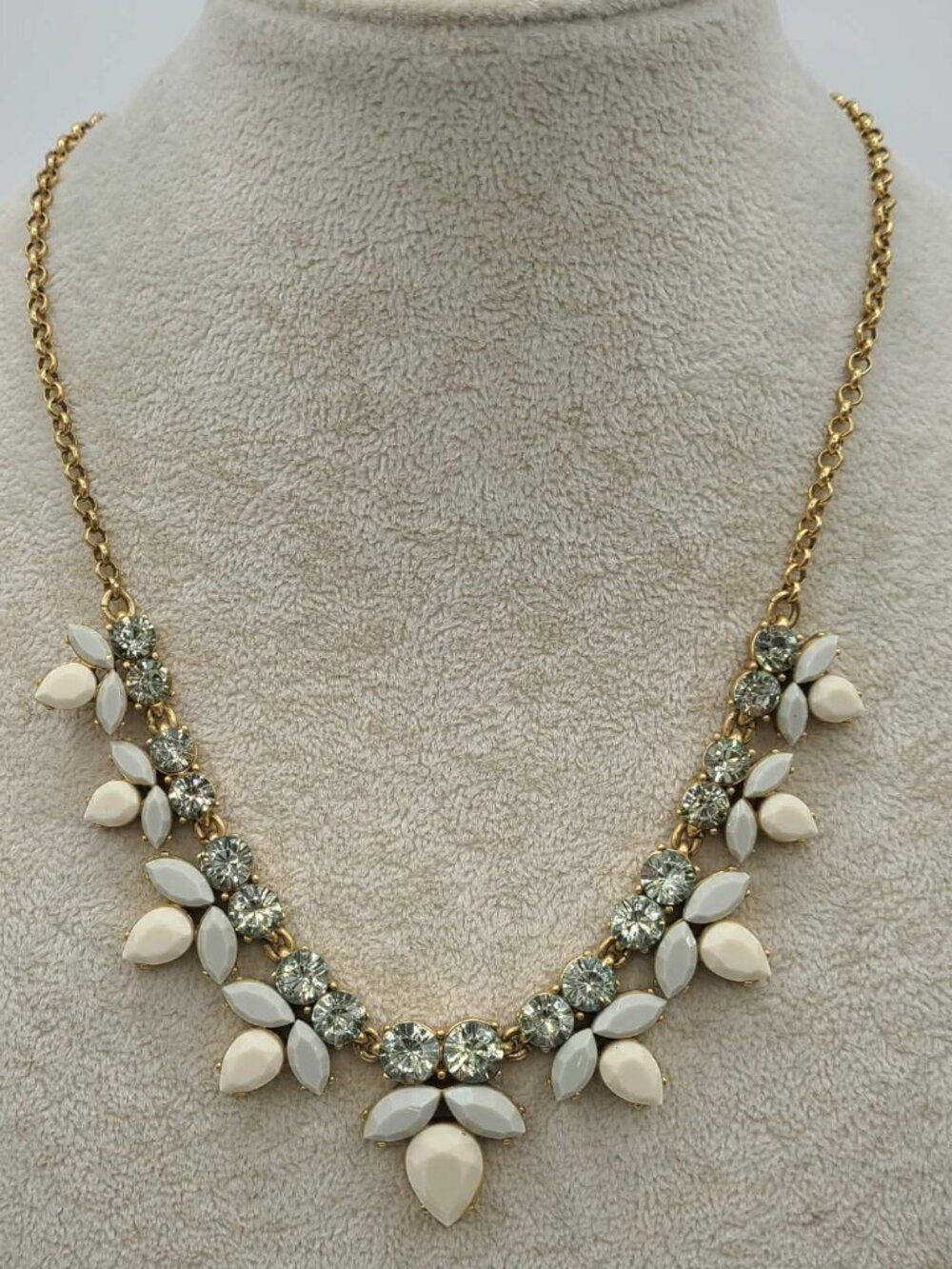 J Crew Delicate Blue Crystal Resin White Resin Necklace